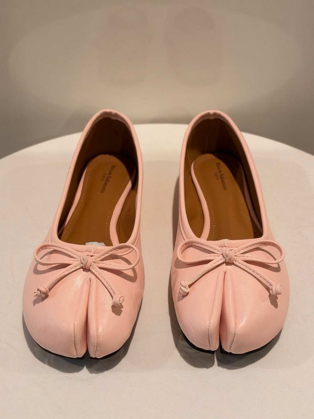 Women’s Pink Split-Toe Ballet Flats with Bow Accent